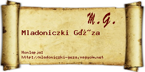 Mladoniczki Géza névjegykártya
